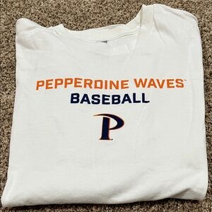 Pepperdine University Baseball long sleeve Gildan Heavy Cotton White T-Shirt